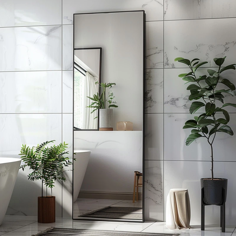 काली धातु फ्रेम दर्पण